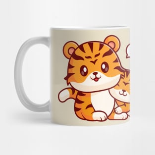 Cute Tiger Mom With Cub Tiger Cartoon Mug